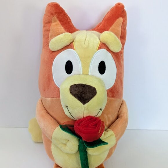 Bluey Valentines Day Bingo with Rose Plush Stuffed Animal Toy 18 Inches - Picture 1 of 7
